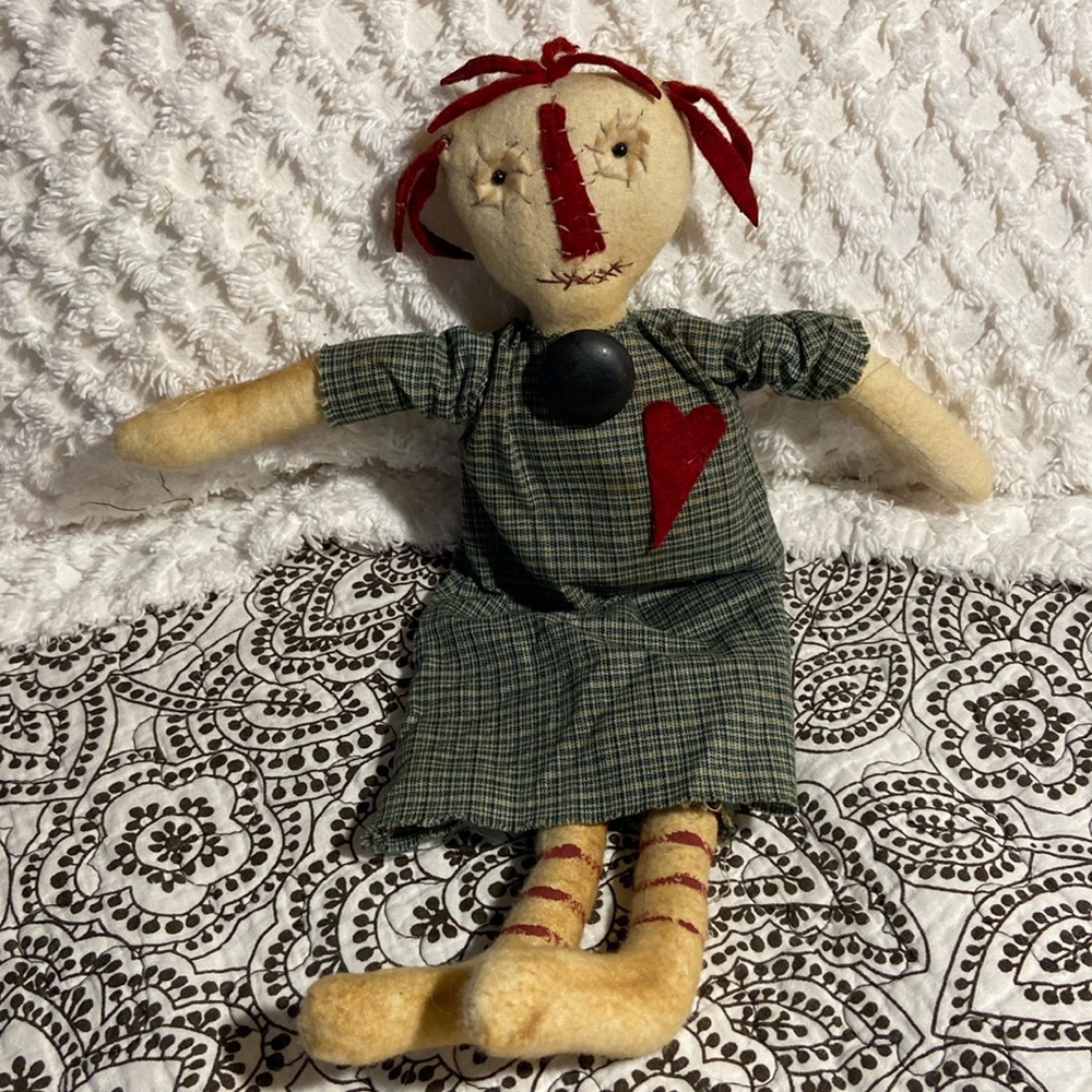 Small Handmade Primitive Folk Art Raggedy Ann Doll